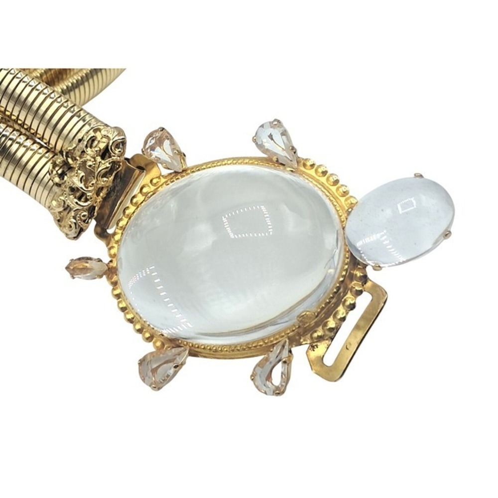 Schreiner Turtle Belt Clear‎ Lucite High Domed Gold Tone Slinky Unsigned Vintage
